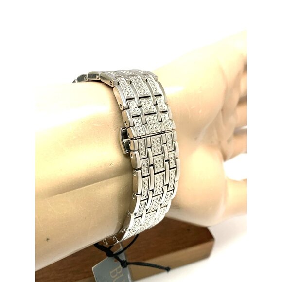 Bulova Men's Watch 96A285 Octava Quartz Crystal Pave Silver Stainless Steel 40mm - Picture 11 of 14